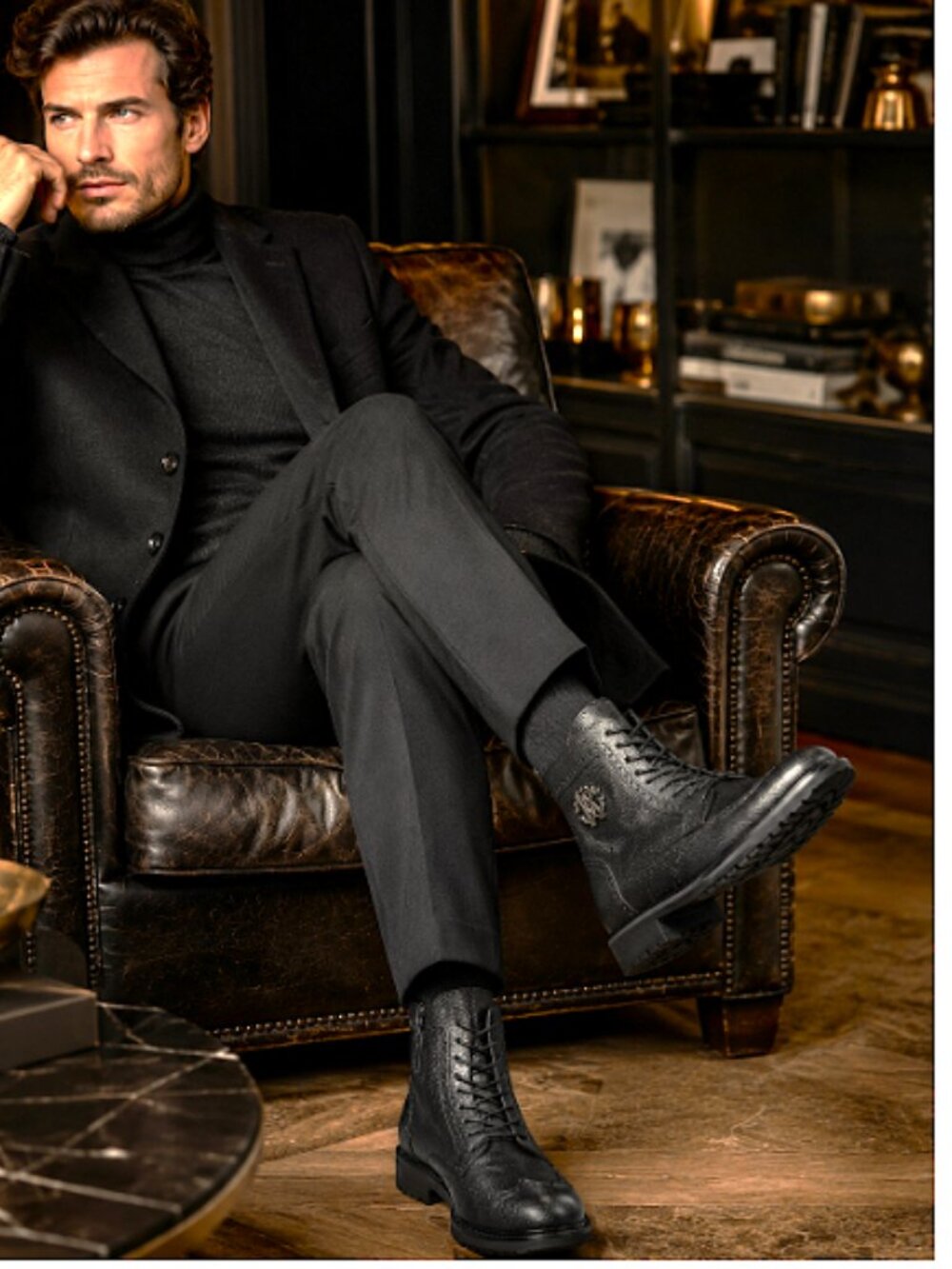 new Roberto Cavalli ankle men’s boots / black Genuine leather metal logo